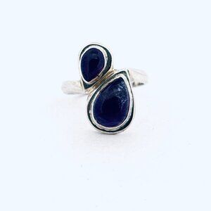 Estate Sterling Silver 925 Pear Shape Amethyst Ring Size 8, Unique Design, 6.43g
